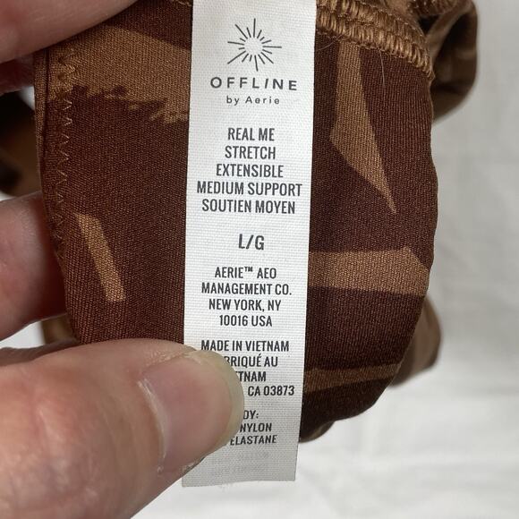 Offline by Aerie Sports Bra Women's Large Brown Real Me Medium Support Stretch - Picture 4 of 7